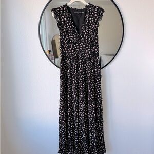 English Factory Floral Black Maxi Dress, Women’s S